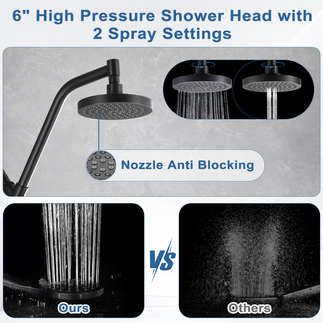 BRIGHT SHOWERS Rain Shower Head with Handheld Combo, Dual Shower System with Slide Bar, Rain Shower System, Adjustable Height, Brass Slide Bar & Diverter, 60 Inch Stainless Steel Hose