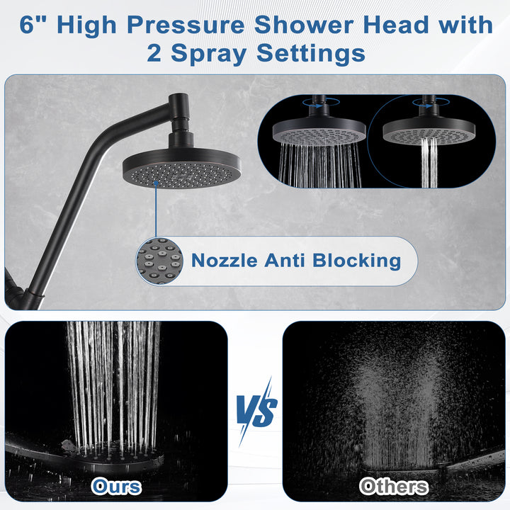 BRIGHT SHOWERS Rain Shower Head with Handheld Combo, Dual Shower System with Slide Bar, Rain Shower System, Adjustable Height, Brass Slide Bar & Diverter, 60 Inch Stainless Steel Hose