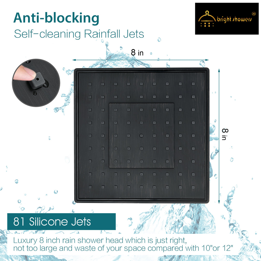 8 Inch Square Rainfall Shower Head with Angle Adjustable-Oil-Rubbed Bronze