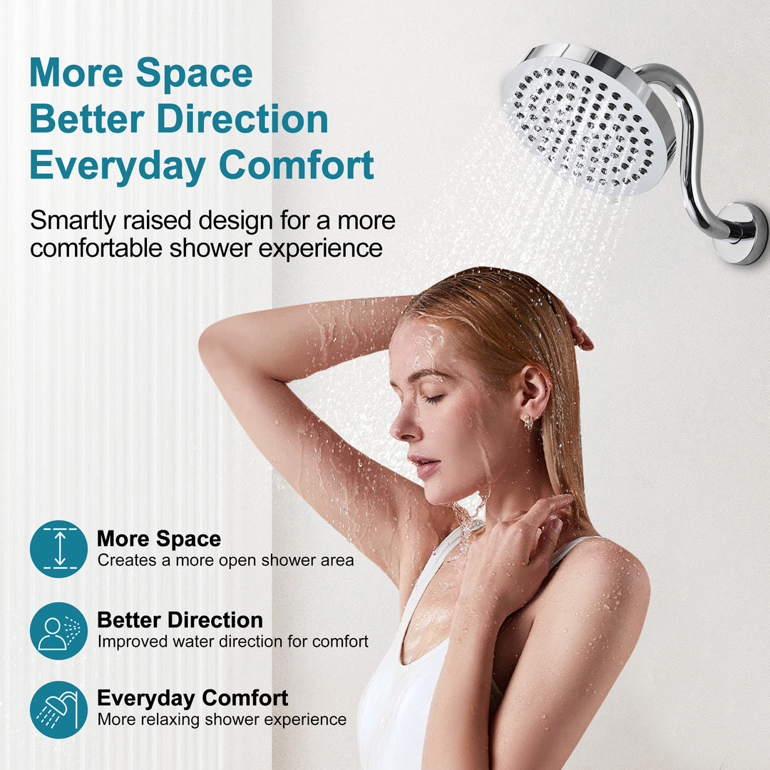 BRIGHT SHOWERS Shower Arm Extension, High Rise S-Shaped Shower Arm, Heavy-Duty SUS304 Stainless Steel, Gooseneck Shower Head Extension Arm, 6 & 8 & 10 Inch