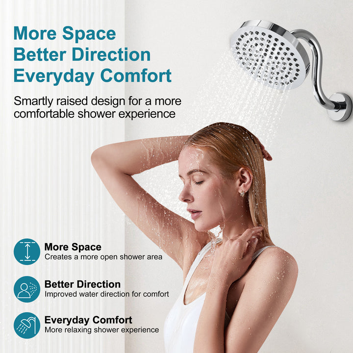 BRIGHT SHOWERS Shower Arm Extension, High Rise S-Shaped Shower Arm, Heavy-Duty SUS304 Stainless Steel, Gooseneck Shower Head Extension Arm, 6 & 8 & 10 Inch