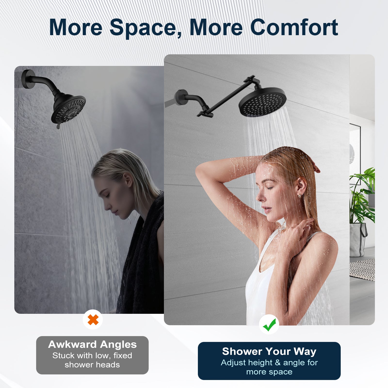 10 Inch Brass Shower Head Extension Arm, Height & Angle Adjustable