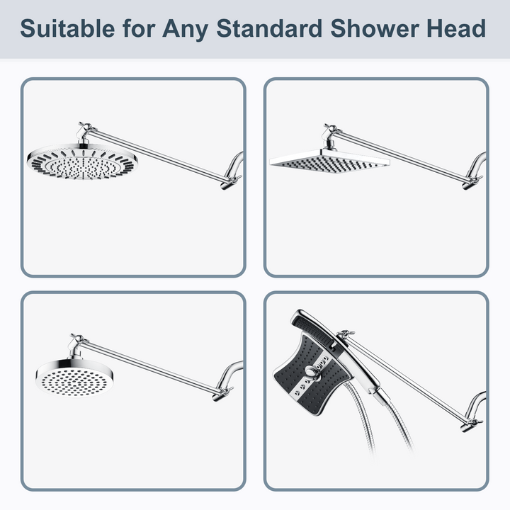 Solid Brass Shower Arm Extension, Adjustable Height & Angle, 5", 10", 14" & 15" Options