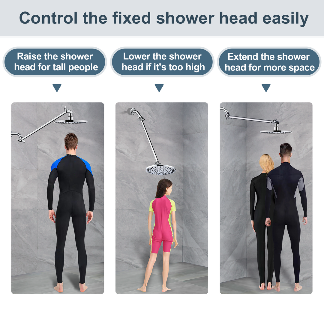 Solid Brass Shower Arm Extension, Adjustable Height & Angle, 5", 10", 14" & 15" Options