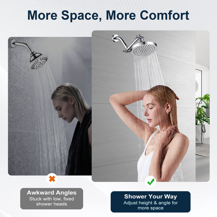 Solid Brass Shower Arm Extension, Adjustable Height & Angle, 5", 10", 14" & 15" Options