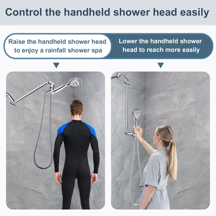Solid Brass Shower Arm Extension, Adjustable Height & Angle, 5", 10", 14" & 15" Options