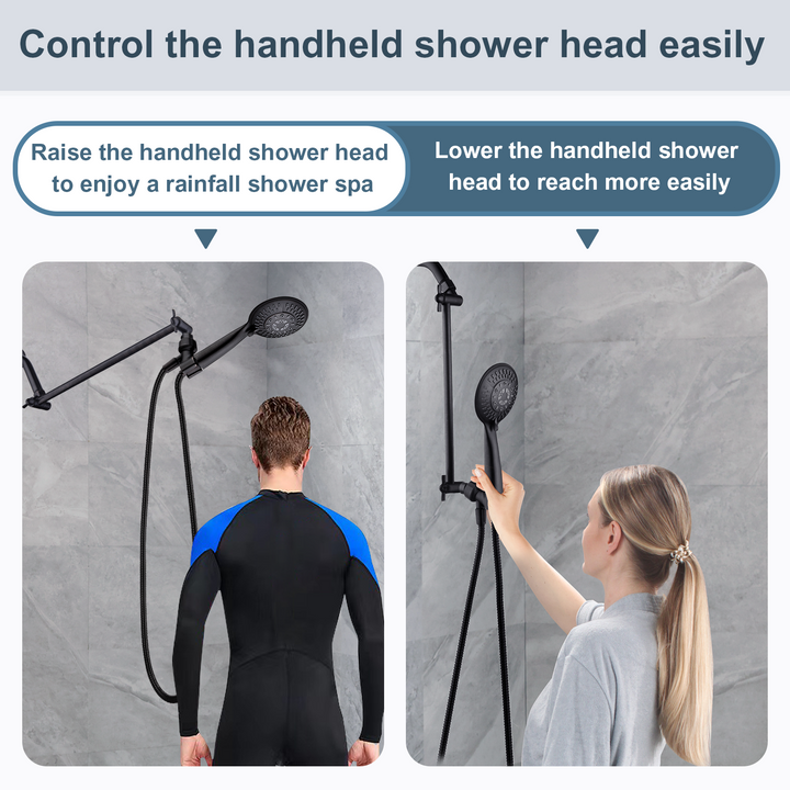 Solid Brass Shower Arm Extension, Adjustable Height & Angle, 5", 10", 14" & 15" Options
