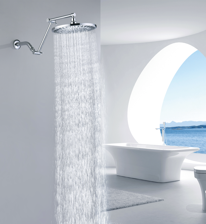 Solid Brass Shower Arm Extension, Adjustable Height & Angle, 5", 10", 14" & 15" Options