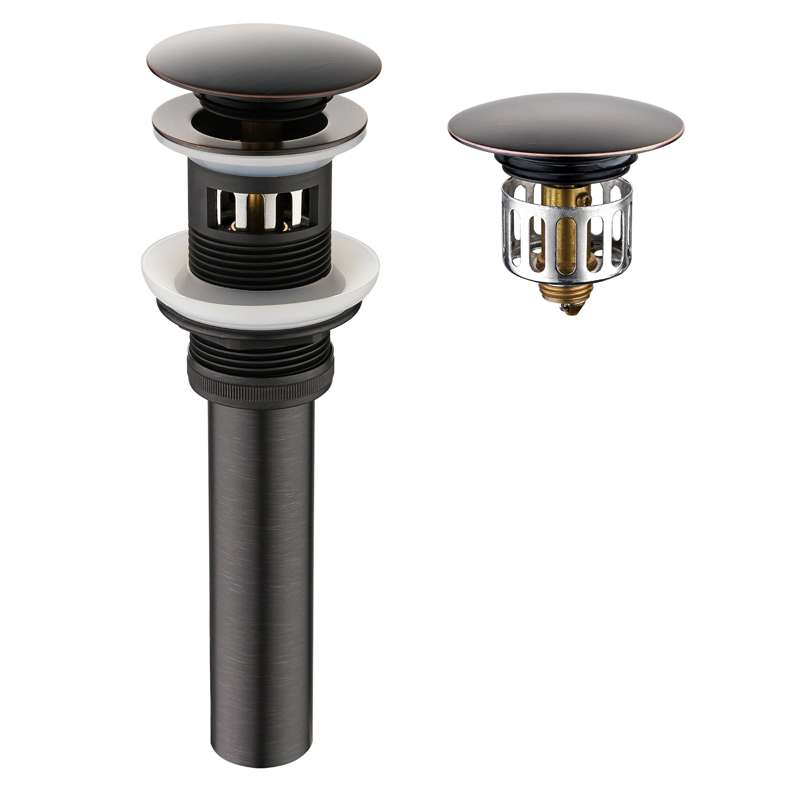 Bathroom Sink Drain with Overflow Pop-Up Drain Stopper for Vessel Sink Lavatory - brightshowers
