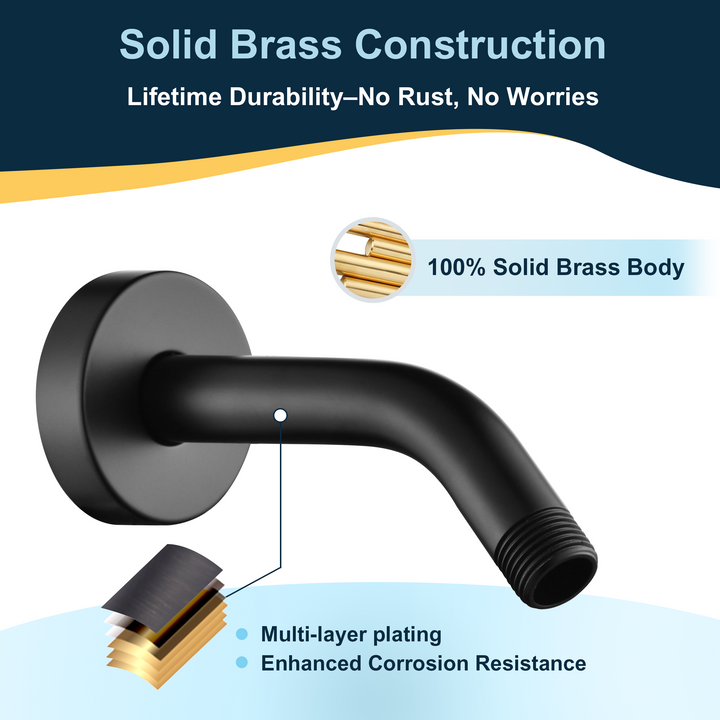 6 & 10" Solid Brass Shower Arm with Universal G1/2 Connection