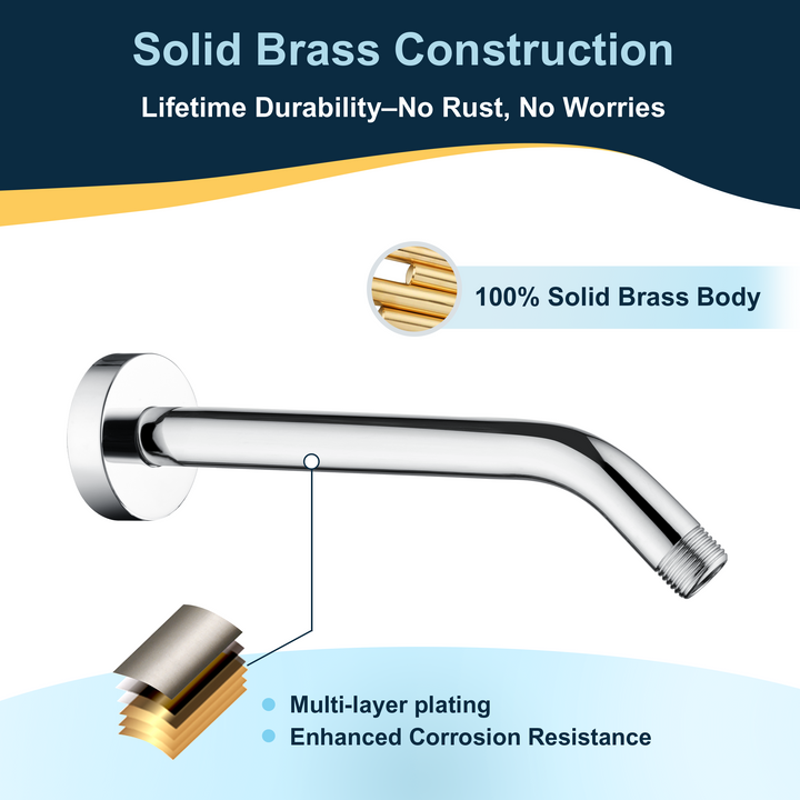 6 & 10" Solid Brass Shower Arm with Universal G1/2 Connection
