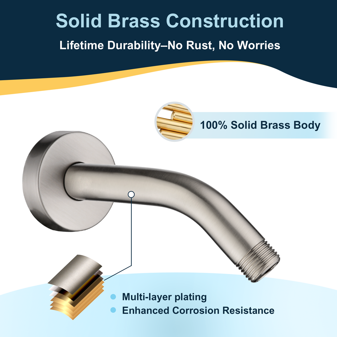 6 & 10" Solid Brass Shower Arm with Universal G1/2 Connection