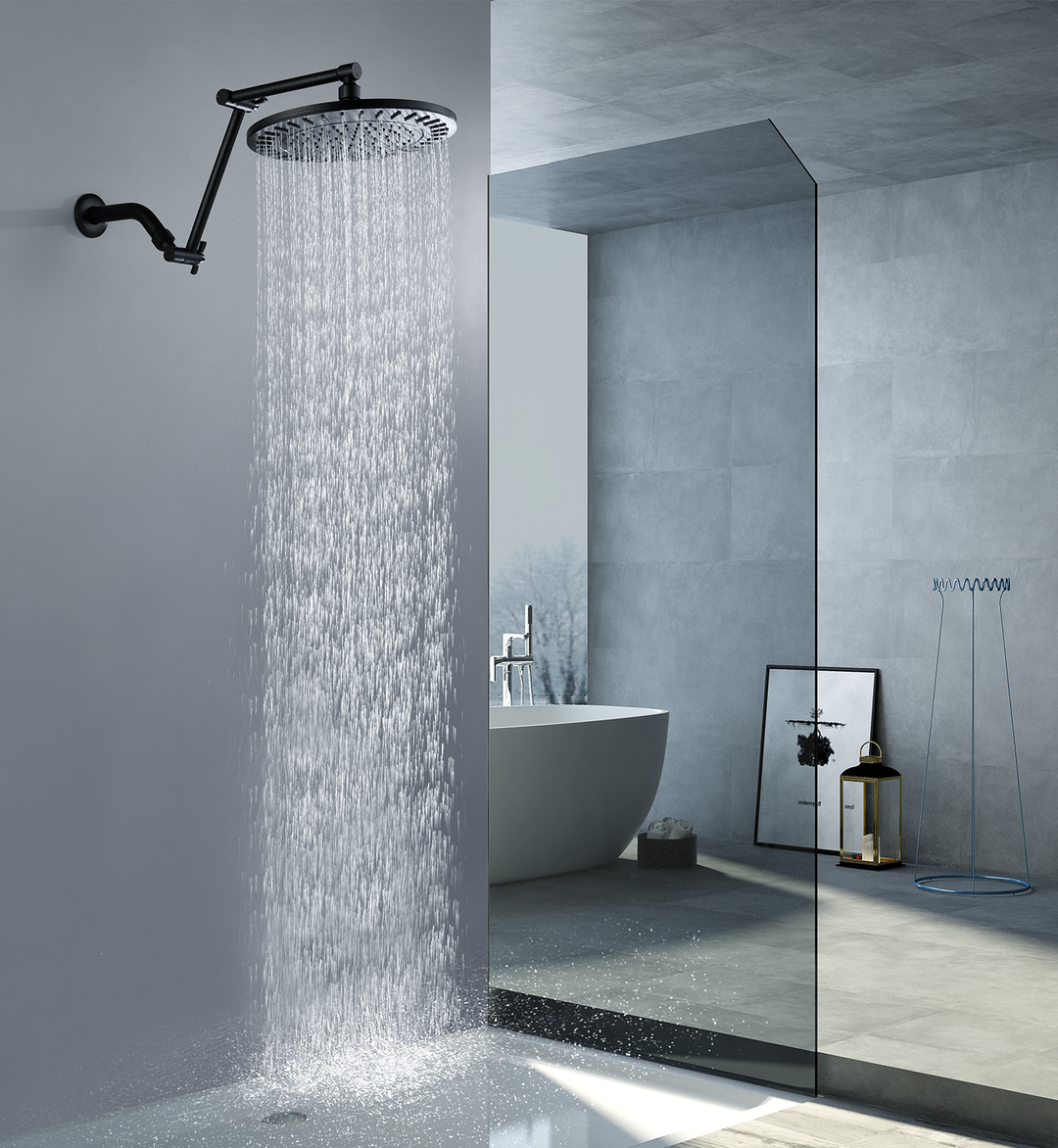 Solid Brass Shower Arm Extension, Adjustable Height & Angle, 5", 10", 14" & 15" Options