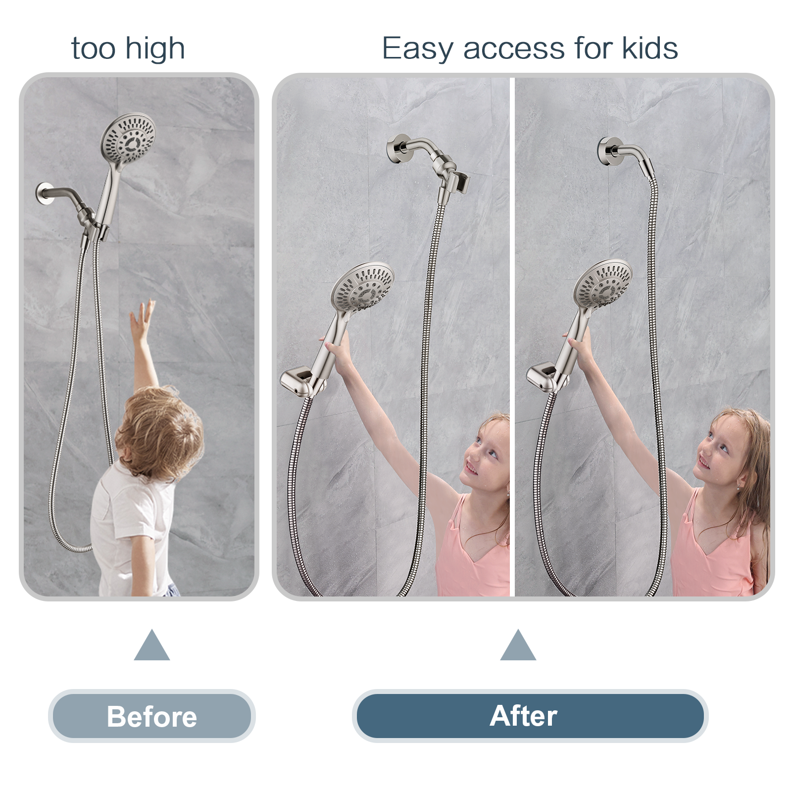 Brushed nickel handheld shower head holder in bathroom #color_brushed-nickel