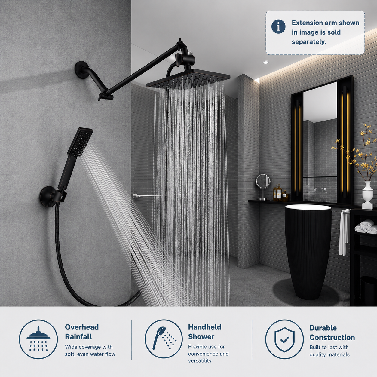 8-inch dual shower head set with handheld,#color_Oil-Rubbed_Bronze
