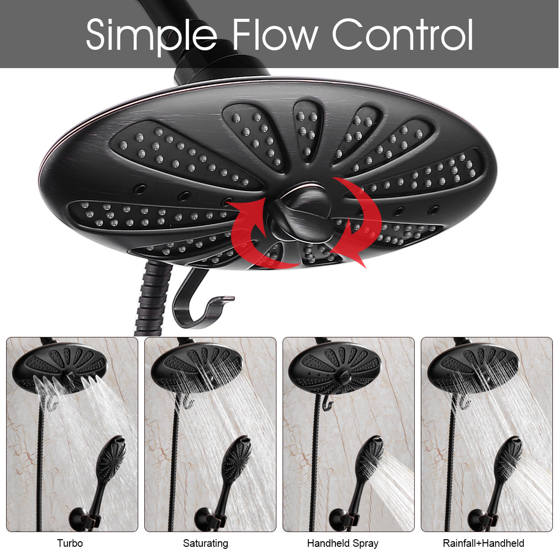 Shower Heads Combo - Rain Shower Head and Handheld Shower Head with Hose and Suction Holder - brightshowers