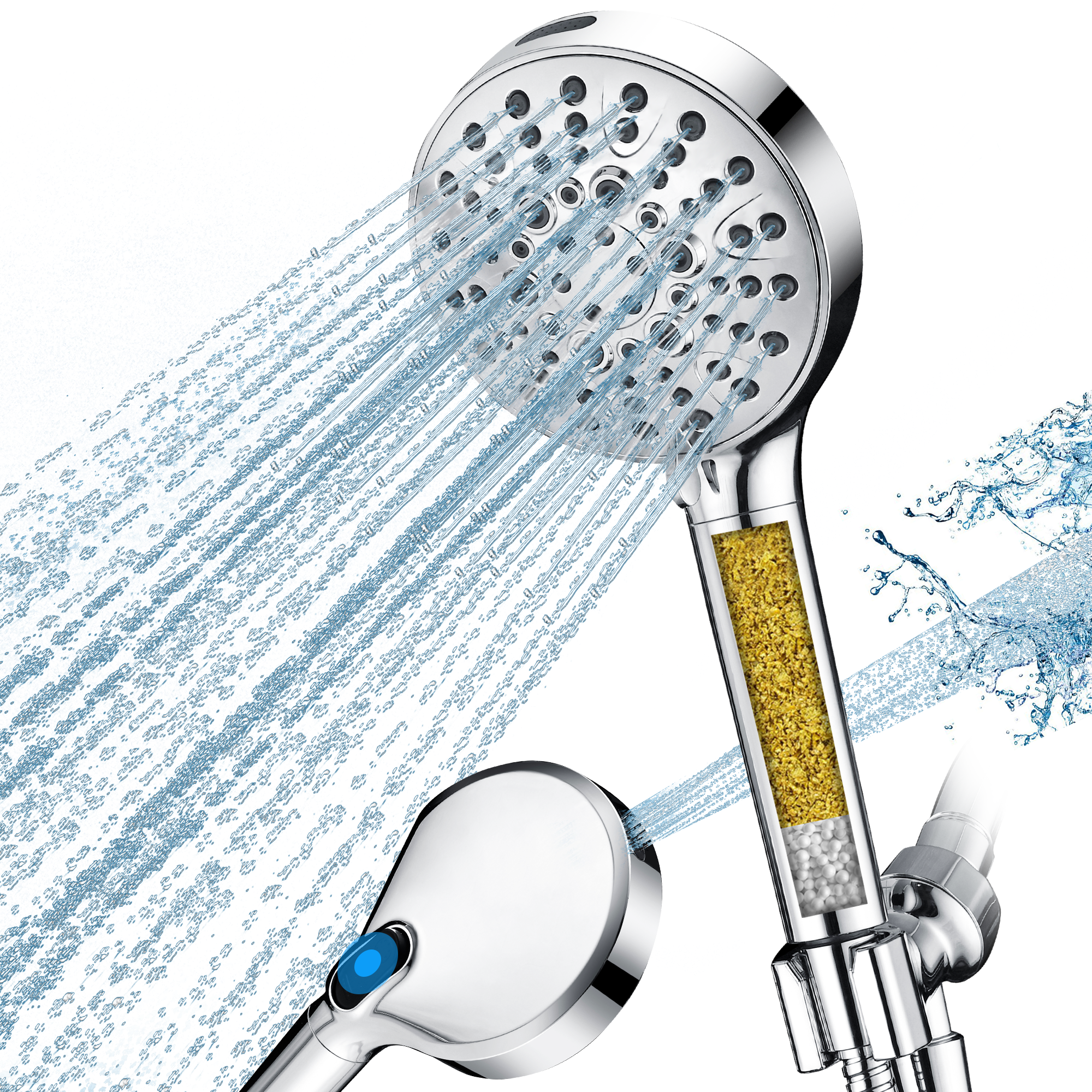 Filtered Shower Head with Handheld, High Pressure 9-Spray Showerhead with Hose and Bracket