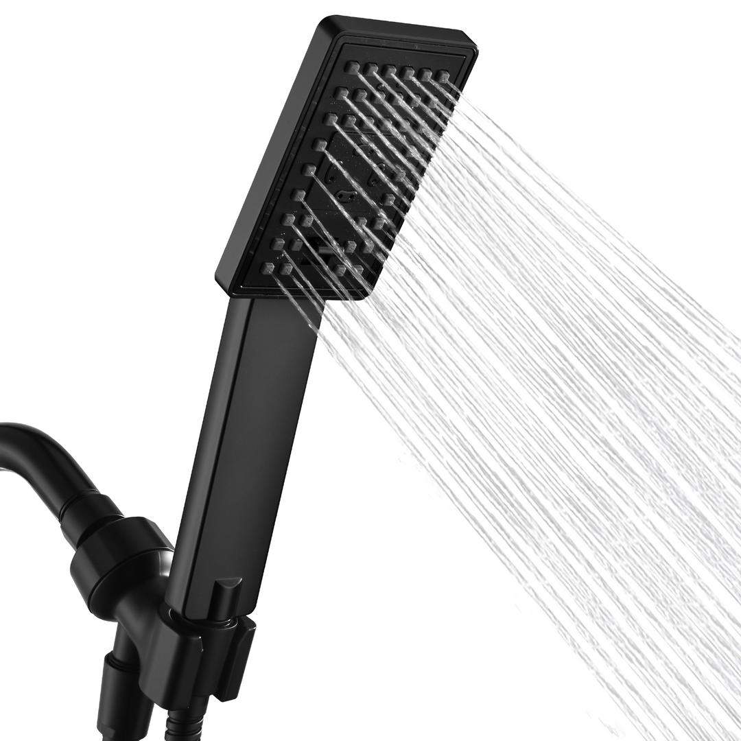 Square 3-Spray Handheld Shower Head Set with Hose and Shower Arm Mount Bracket