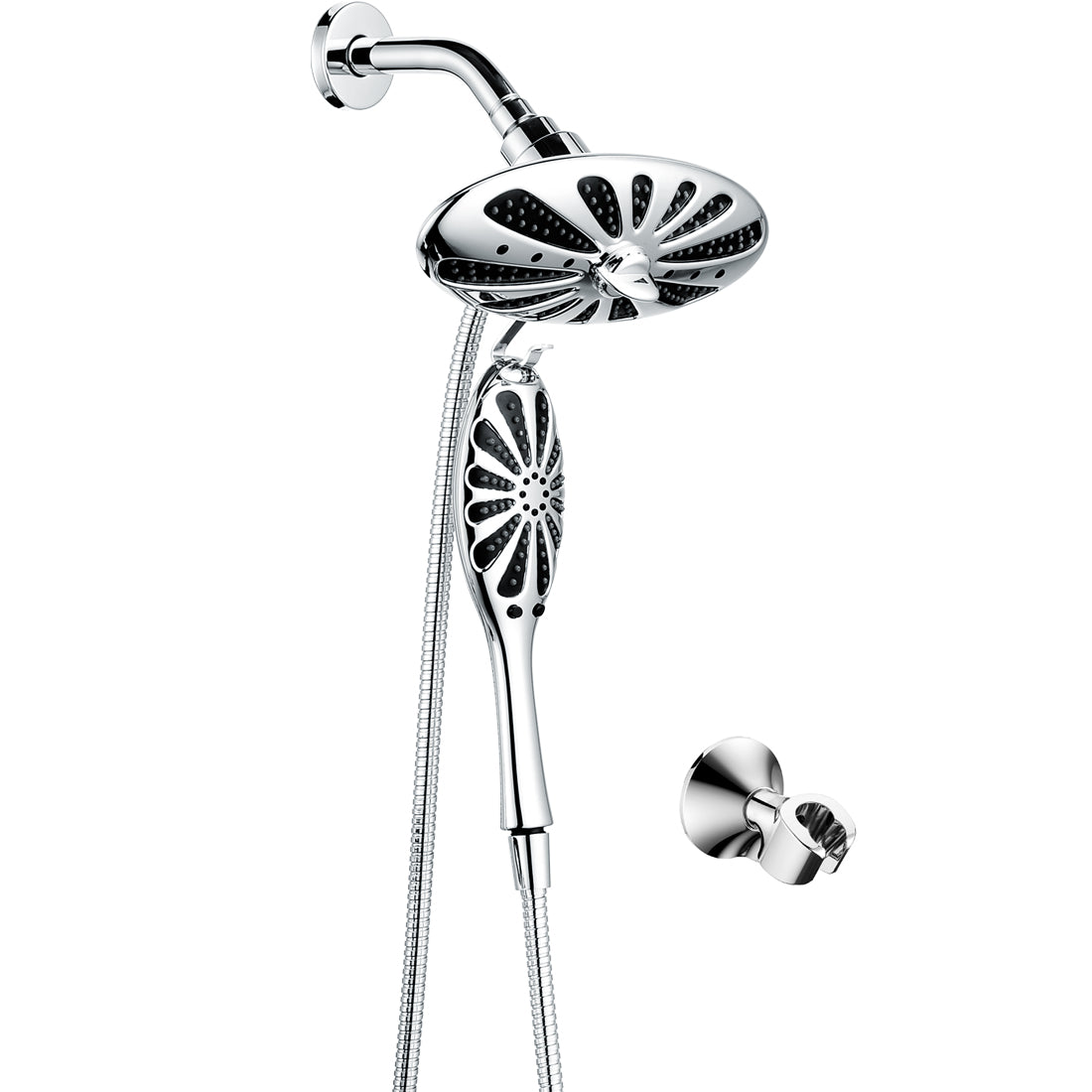 Shower Heads Combo - Rain Shower Head and Handheld Shower Head with Hose and Suction Holder - brightshowers