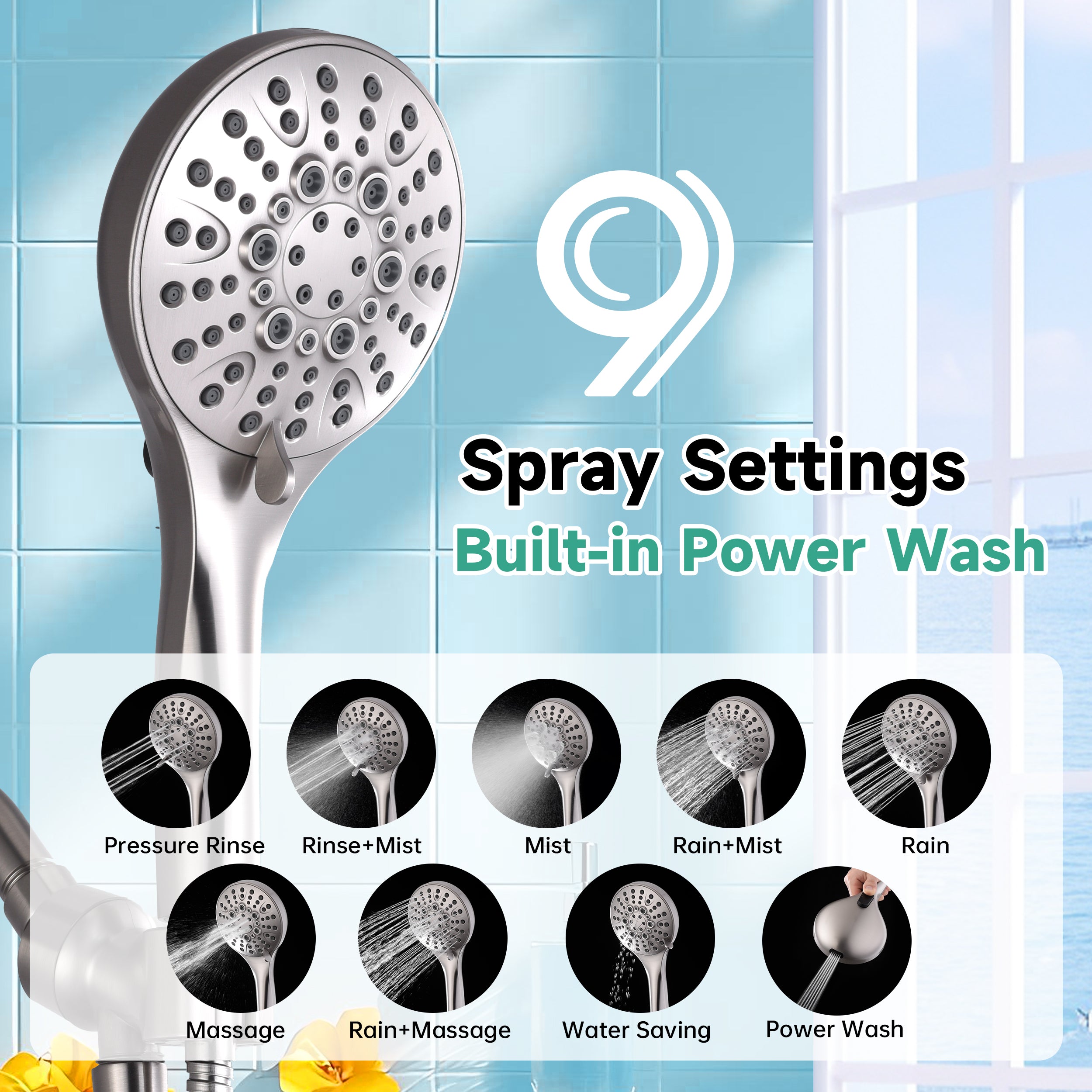 Brushed nickel shower head #color_brushed-nickel