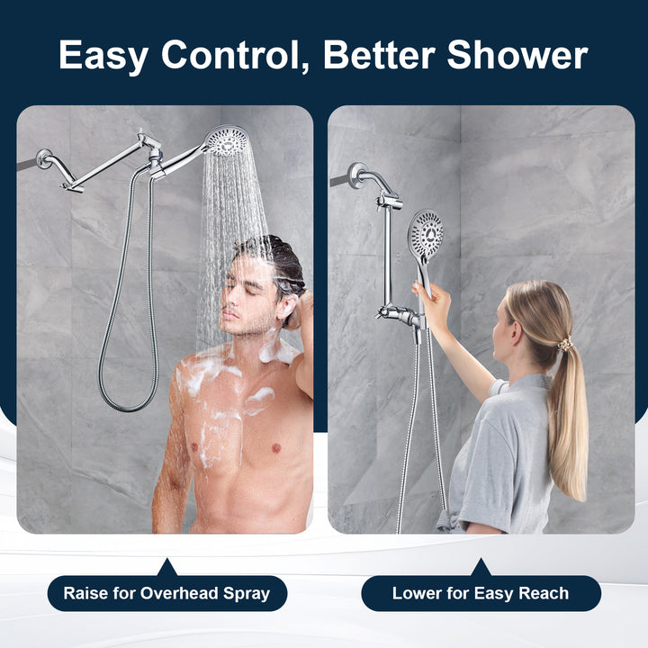 Solid Brass Shower Arm Extension, Adjustable Height & Angle, 5", 10", 14" & 15" Options