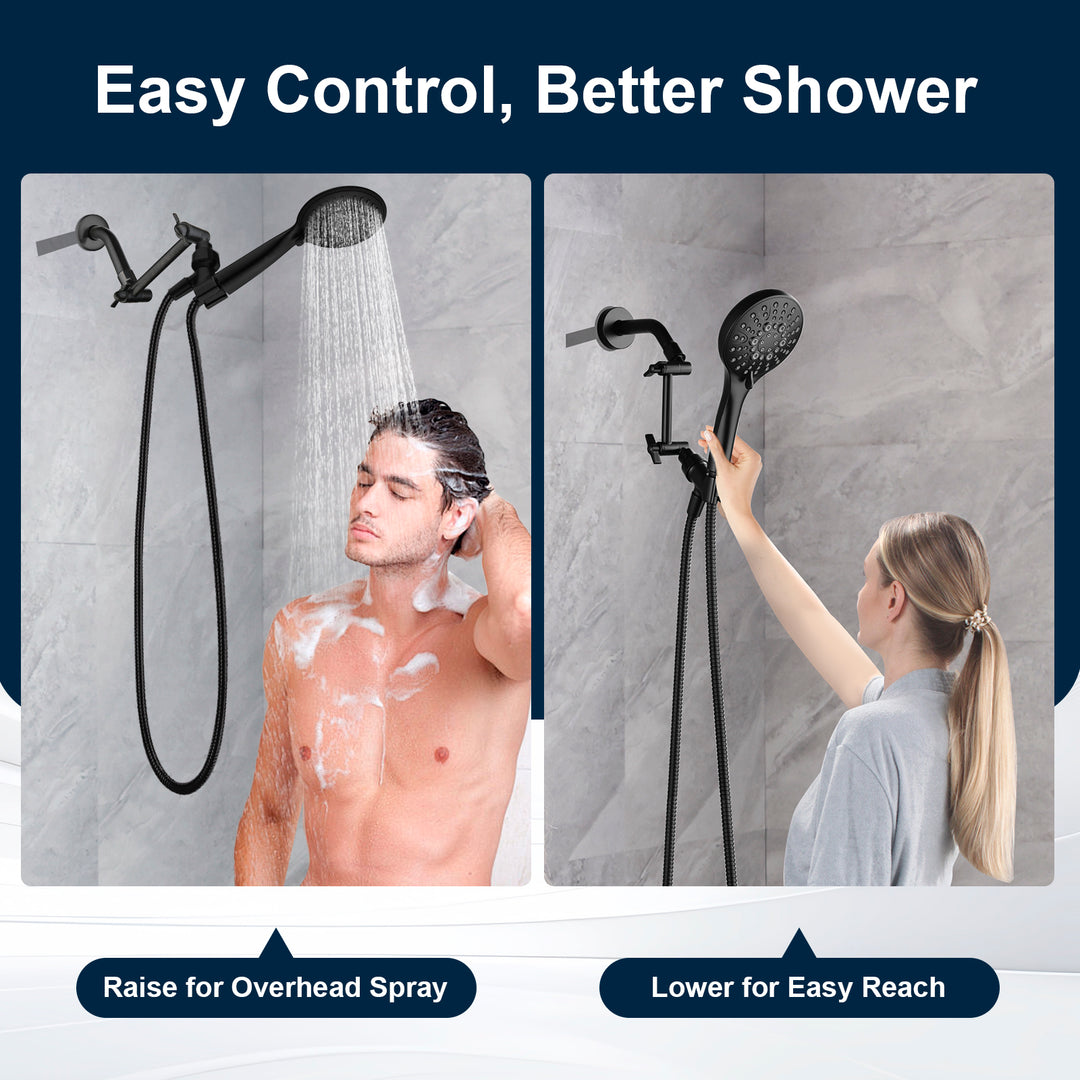Solid Brass Shower Arm Extension, Adjustable Height & Angle, 5", 10", 14" & 15" Options