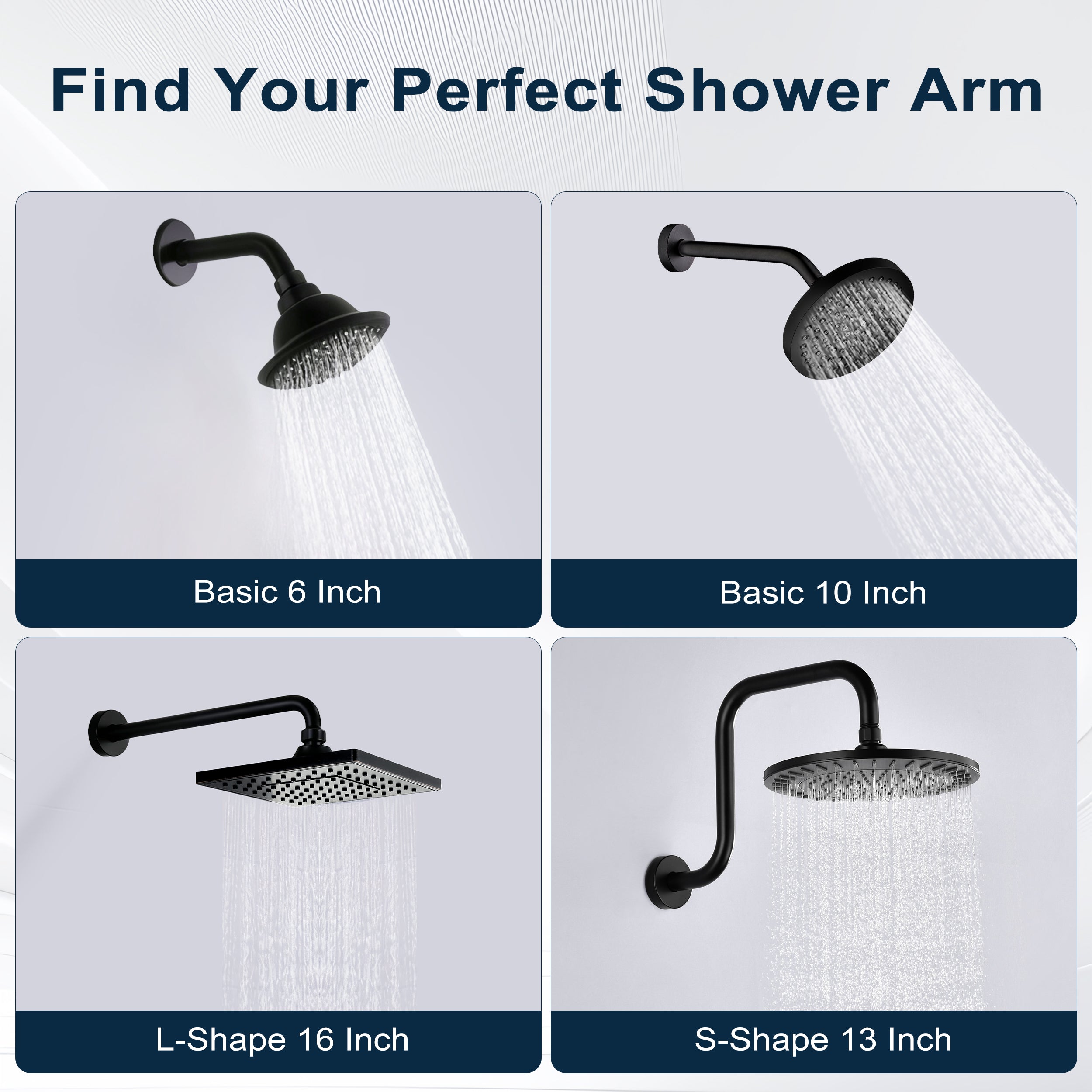 13-Inch S-Shaped Shower Arm Extension for Rainfall Shower Heads