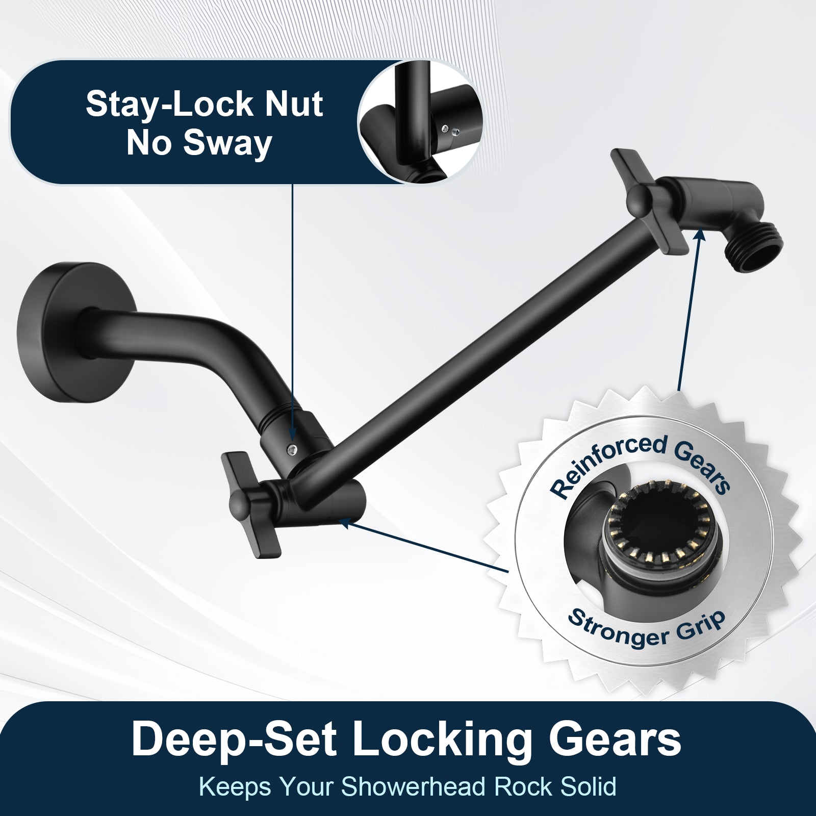 10 Inch Brass Shower Head Extension Arm, Height & Angle Adjustable