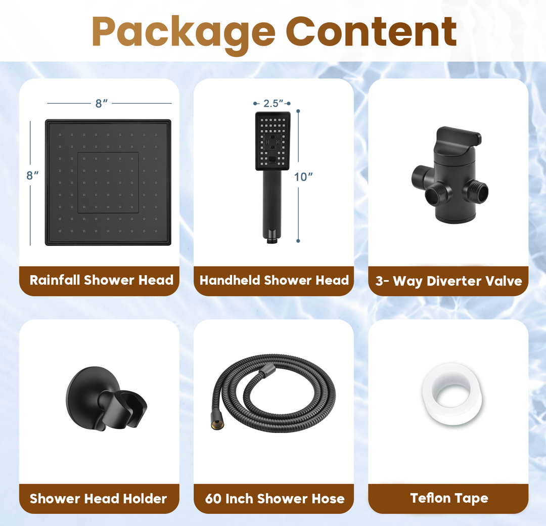 Dual Shower Head-Rain Shower Head with Handheld Shower Set, Diverter