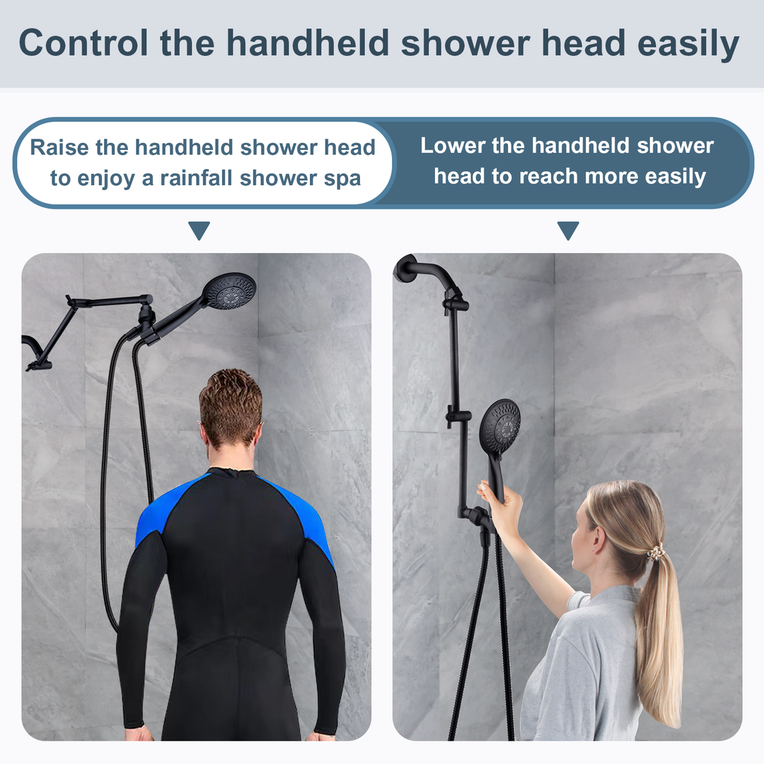 Solid Brass Shower Arm Extension, Adjustable Height & Angle, 5", 10", 14" & 15" Options