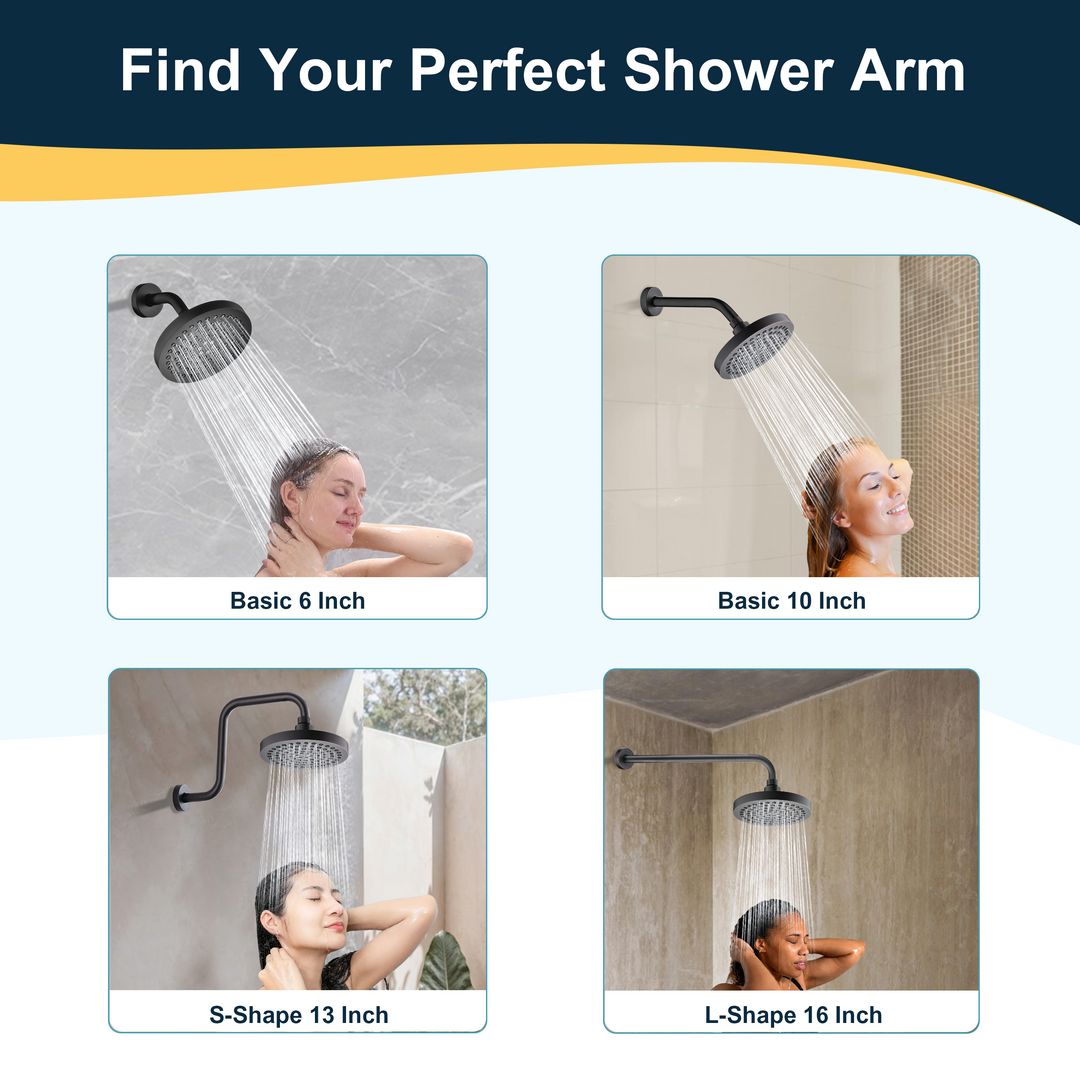 6 & 10" Solid Brass Shower Arm with Universal G1/2 Connection