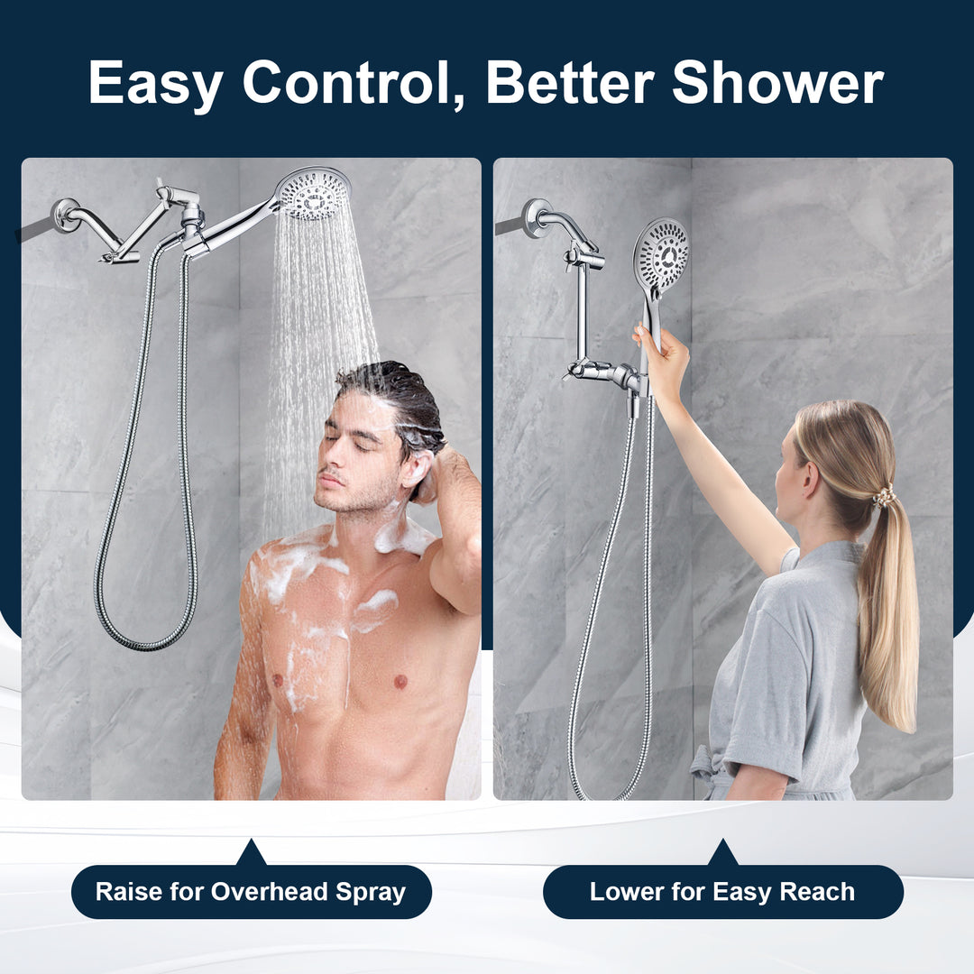 Solid Brass Shower Arm Extension, Adjustable Height & Angle, 5", 10", 14" & 15" Options