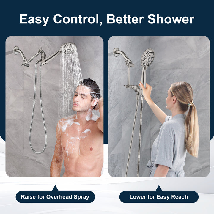 Solid Brass Shower Arm Extension, Adjustable Height & Angle, 5", 10", 14" & 15" Options