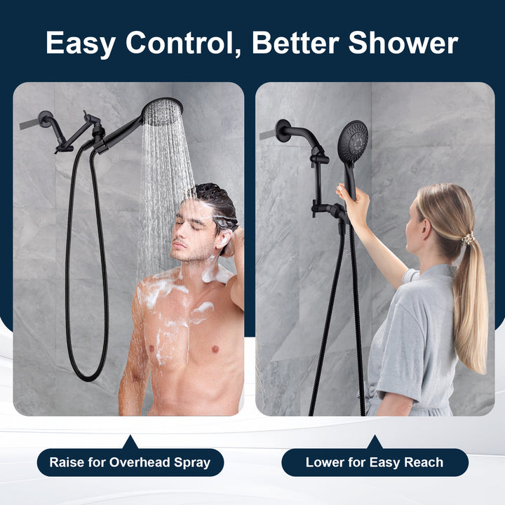 Solid Brass Shower Arm Extension, Adjustable Height & Angle, 5", 10", 14" & 15" Options