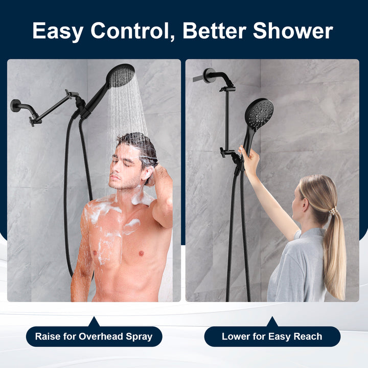 Solid Brass Shower Arm Extension, Adjustable Height & Angle, 5", 10", 14" & 15" Options