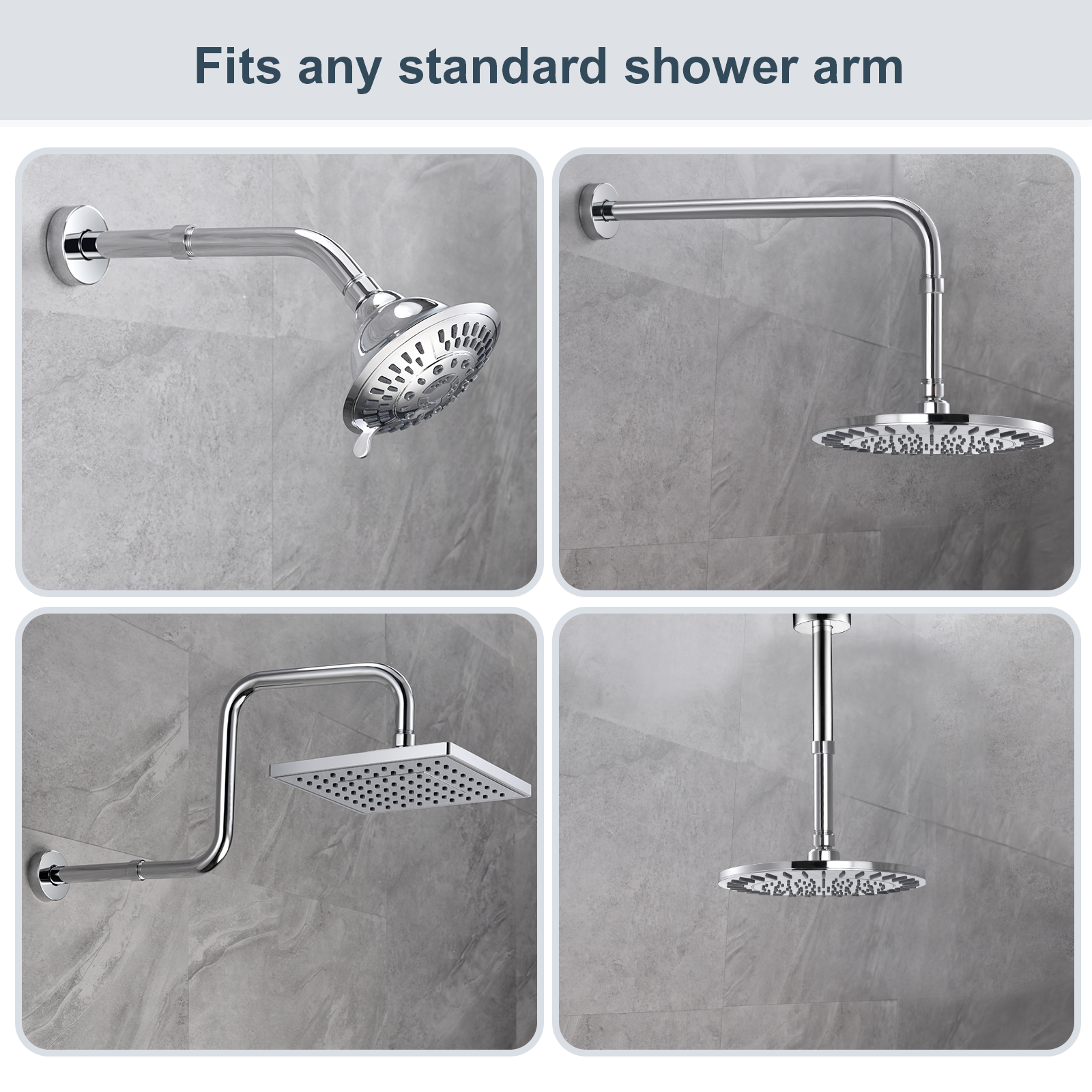 Shower Extension Arm for Rain and Handheld Shower Heads color# Chrome