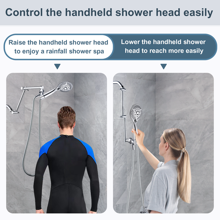 Solid Brass Shower Arm Extension, Adjustable Height & Angle, 5", 10", 14" & 15" Options