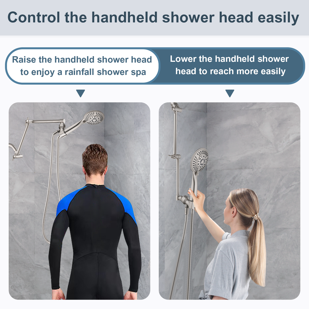 Solid Brass Shower Arm Extension, Adjustable Height & Angle, 5", 10", 14" & 15" Options