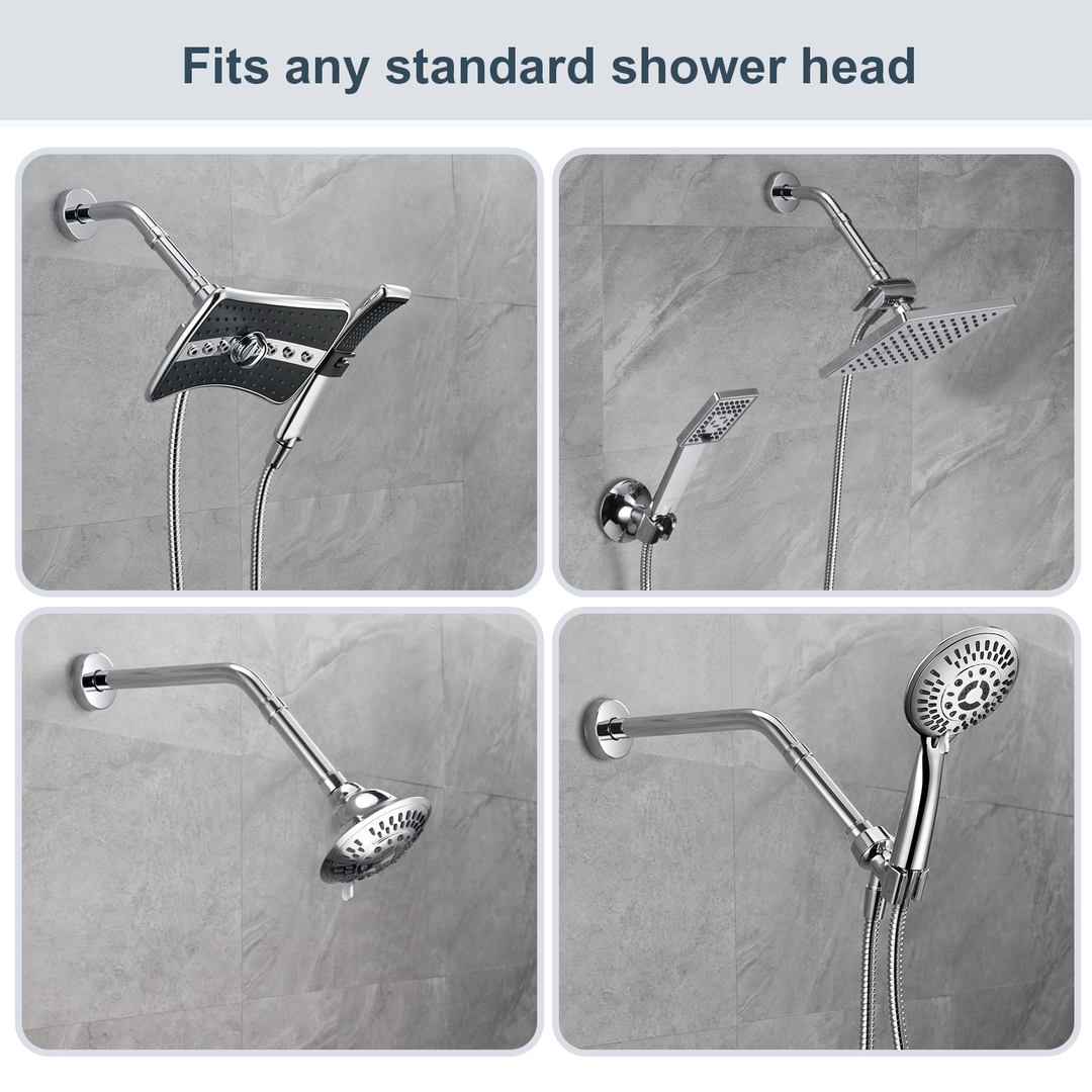 Shower Extension Arm for Rain and Handheld Shower Heads color# Chrome