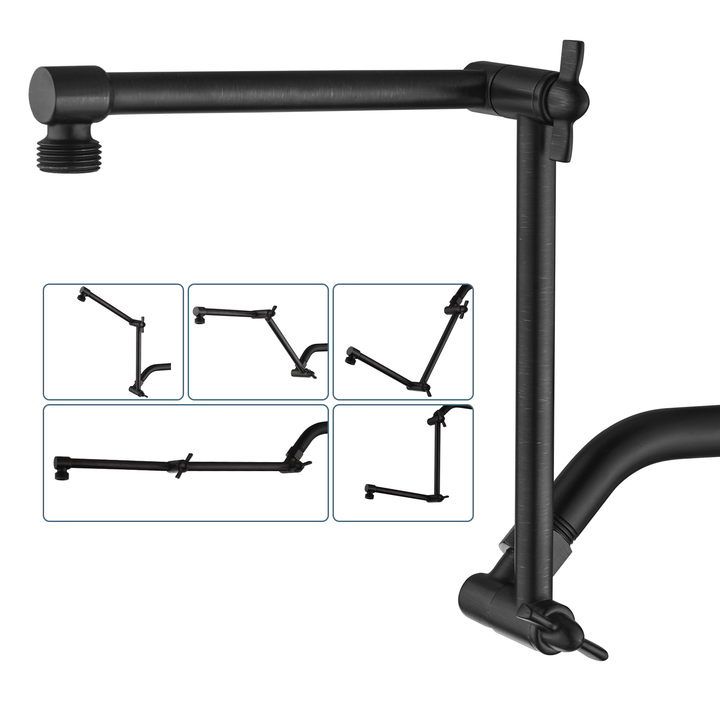 Solid Brass Shower Arm Extension, Adjustable Height & Angle, 5", 10", 14" & 15" Options