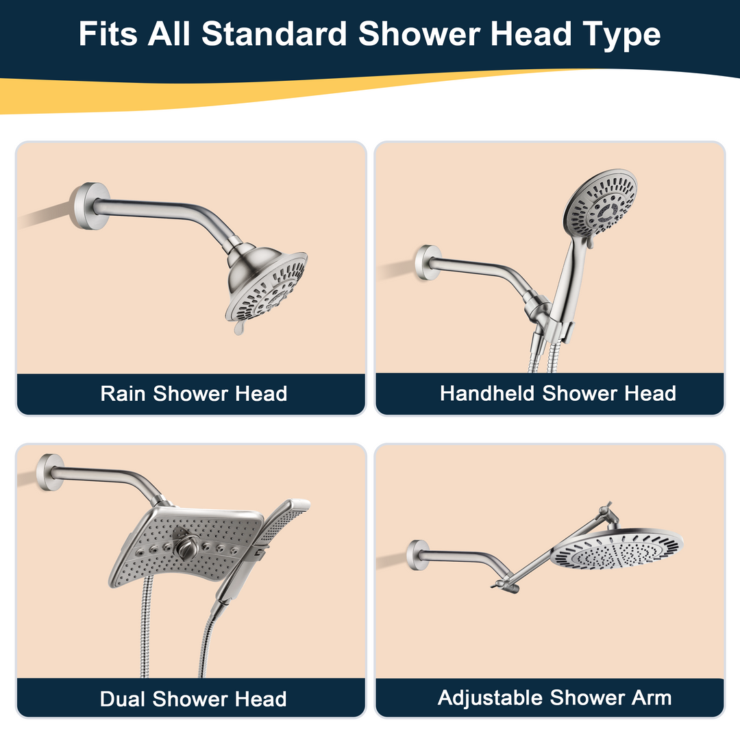 6 & 10" Solid Brass Shower Arm with Universal G1/2 Connection