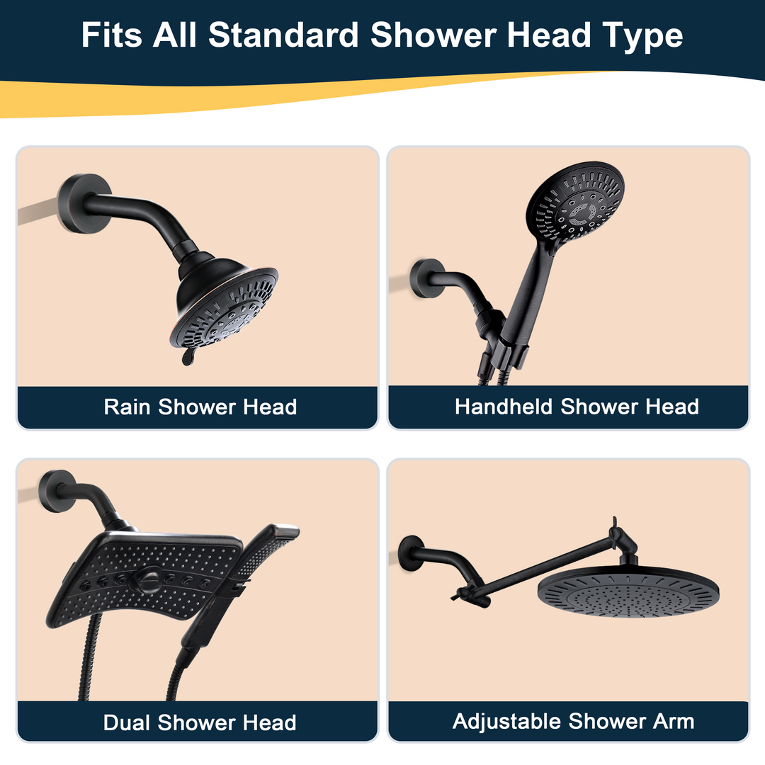 6 & 10" Solid Brass Shower Arm with Universal G1/2 Connection