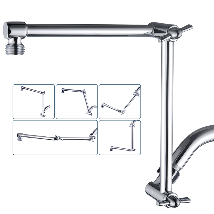 Solid Brass Shower Arm Extension, Adjustable Height & Angle, 5", 10", 14" & 15" Options
