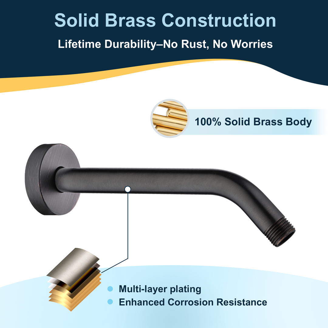 6 & 10" Solid Brass Shower Arm with Universal G1/2 Connection
