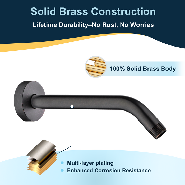 6 & 10" Solid Brass Shower Arm with Universal G1/2 Connection
