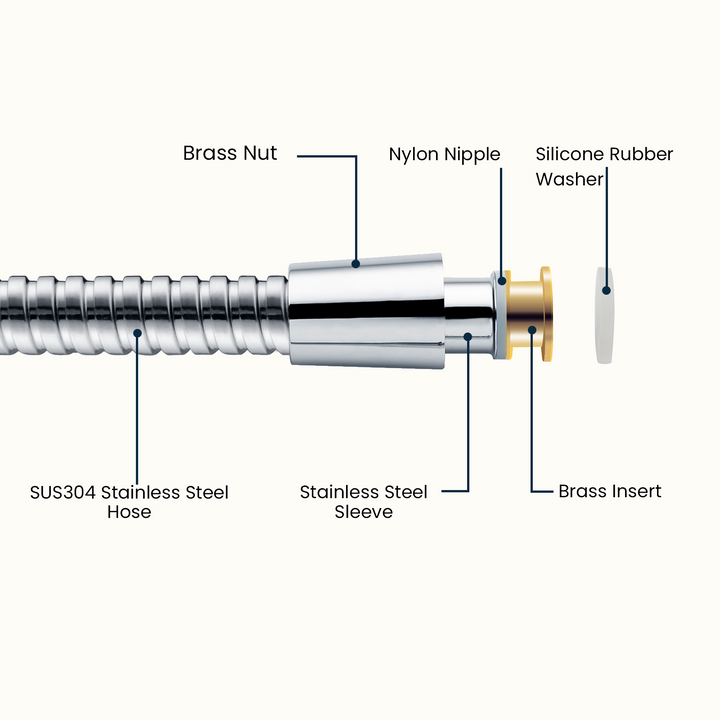 118-Inch Extra Long Stainless Steel Handheld Shower Hose with 360° Swivel