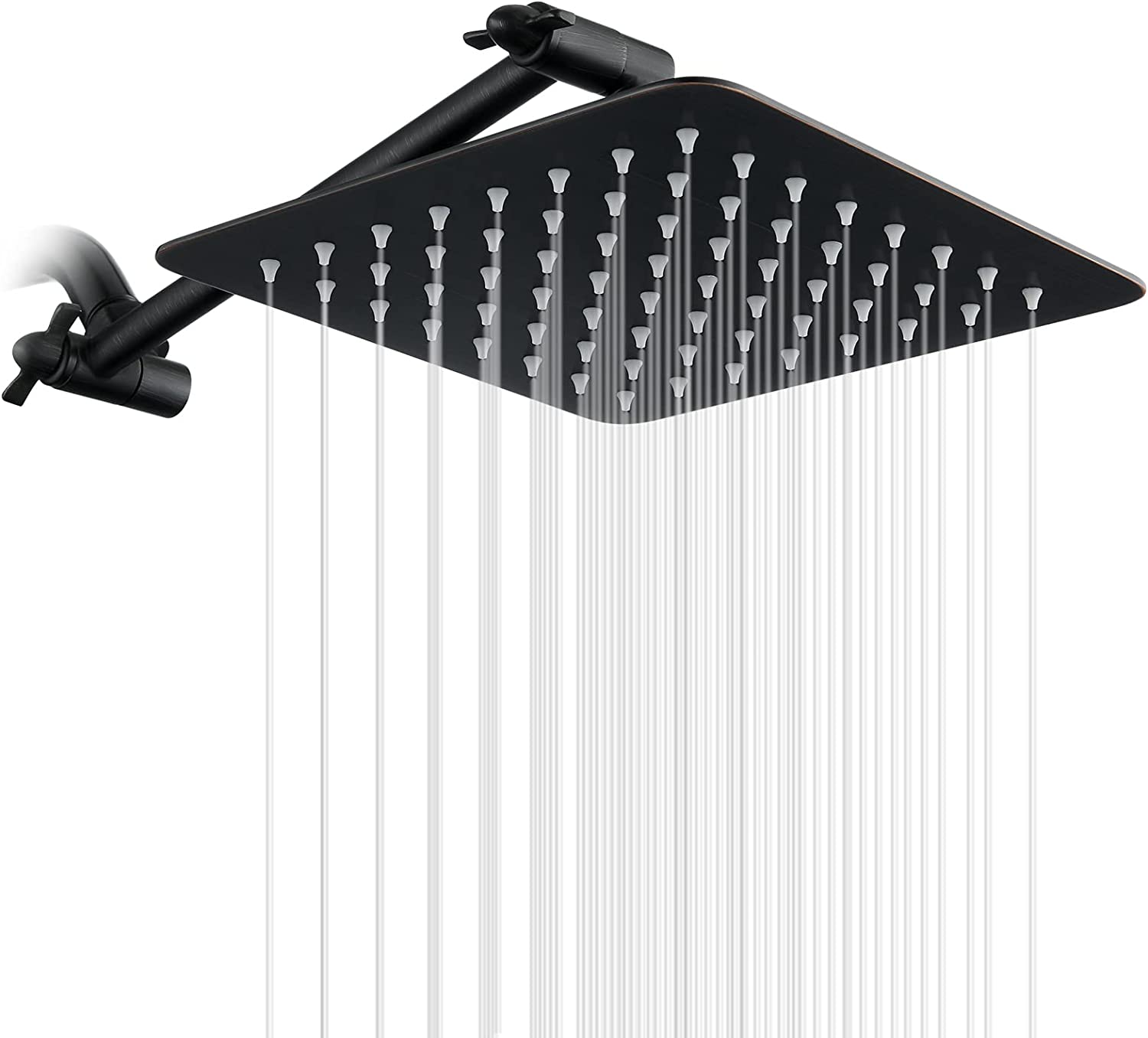 8 Inch High Pressure Rainfall Showerhead with 10 Inch Adjustable Extension Arm - brightshowers
