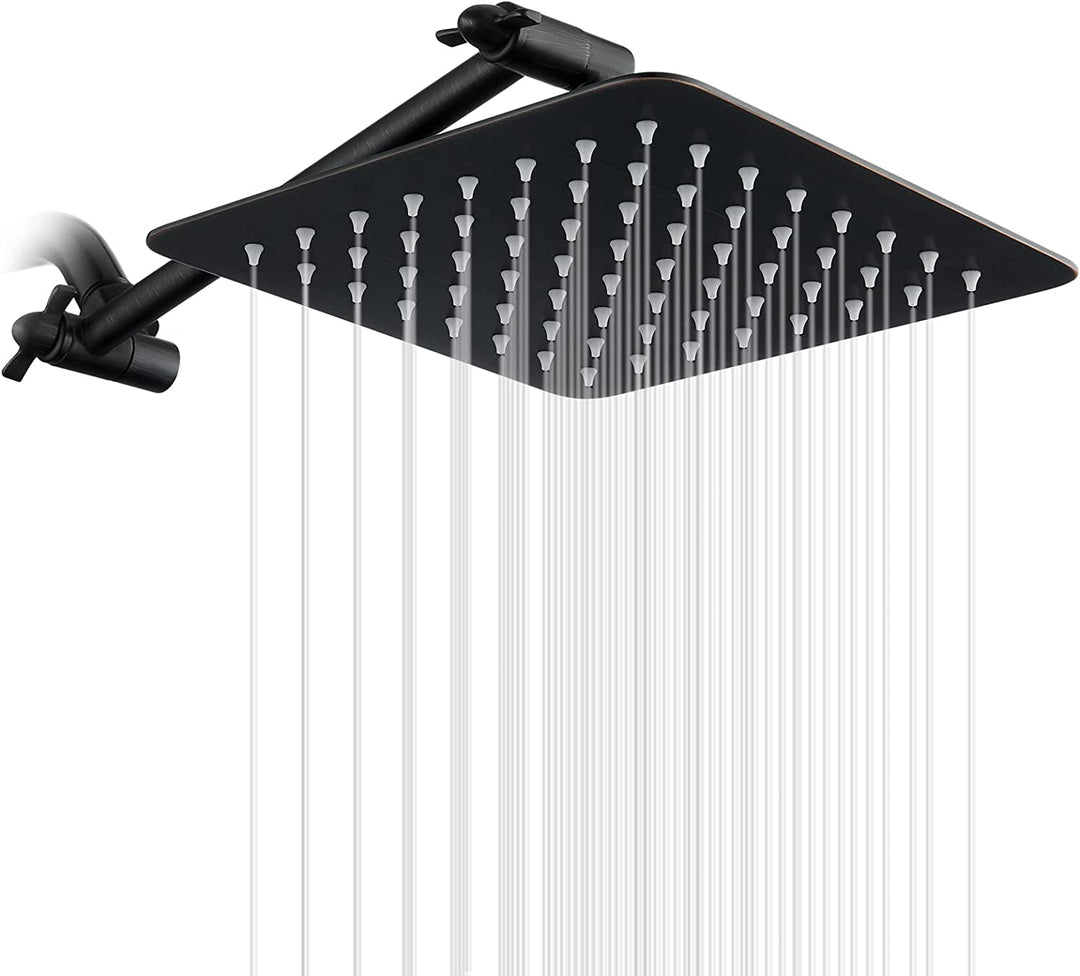 8 Inch Square Rainfall Showerhead with 10 Inch Adjustable Extension Arm - Oil-rubbed Bronze