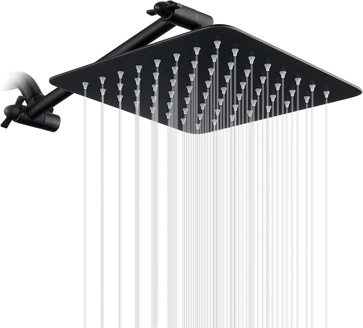 8 Inch Square Rainfall Showerhead with 10 Inch Adjustable Extension Arm - Oil-rubbed Bronze