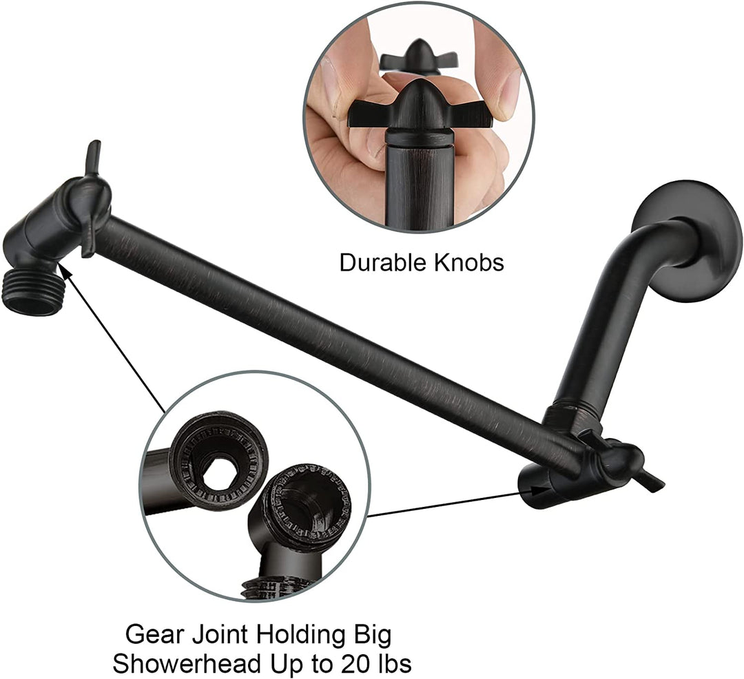 8 Inch Square Rainfall Showerhead with 10 Inch Adjustable Extension Arm - Oil-rubbed Bronze